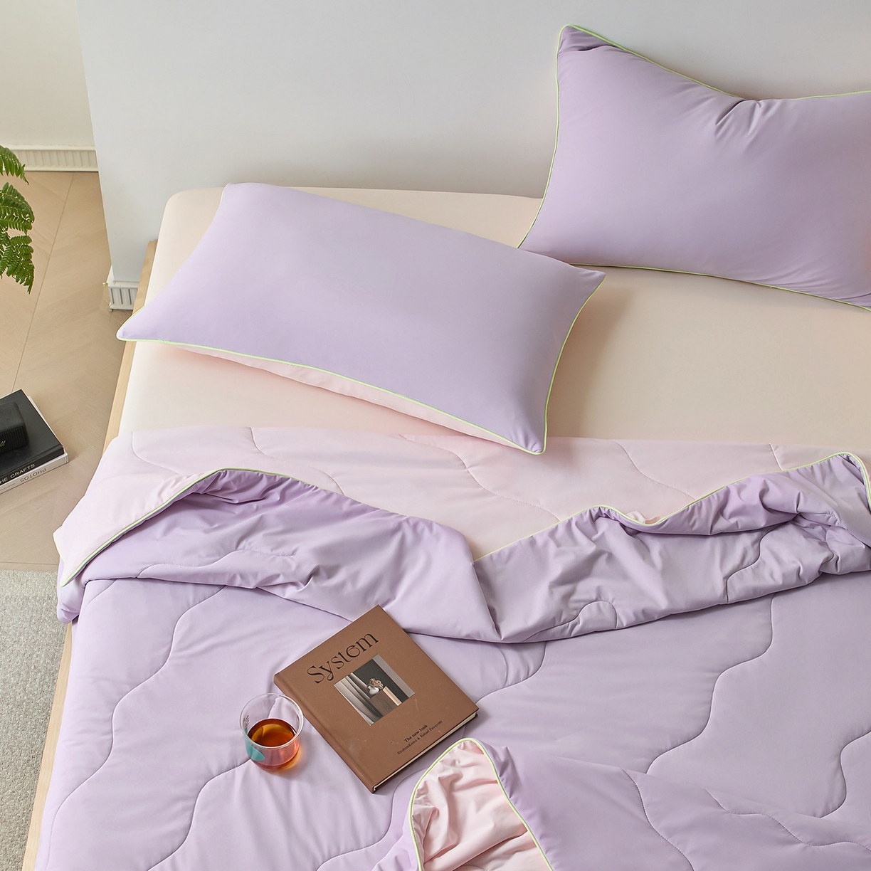 91家纺网 家纺一手货源 找家纺 丽笙被芯 2026新款奶皮冷感夏被夏凉被空调被 紫藤粉