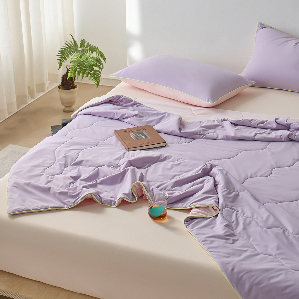 91家纺网 家纺一手货源 找家纺 丽笙被芯 2026新款奶皮冷感夏被夏凉被空调被 紫藤粉