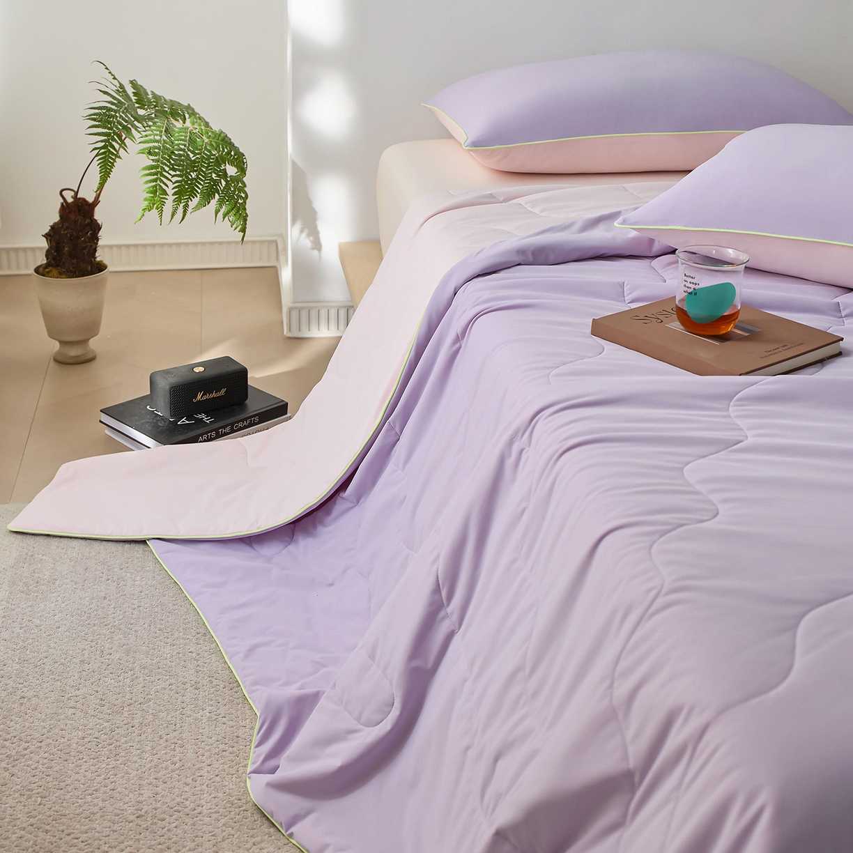 91家纺网 家纺一手货源 找家纺 丽笙被芯 2026新款奶皮冷感夏被夏凉被空调被 紫藤粉