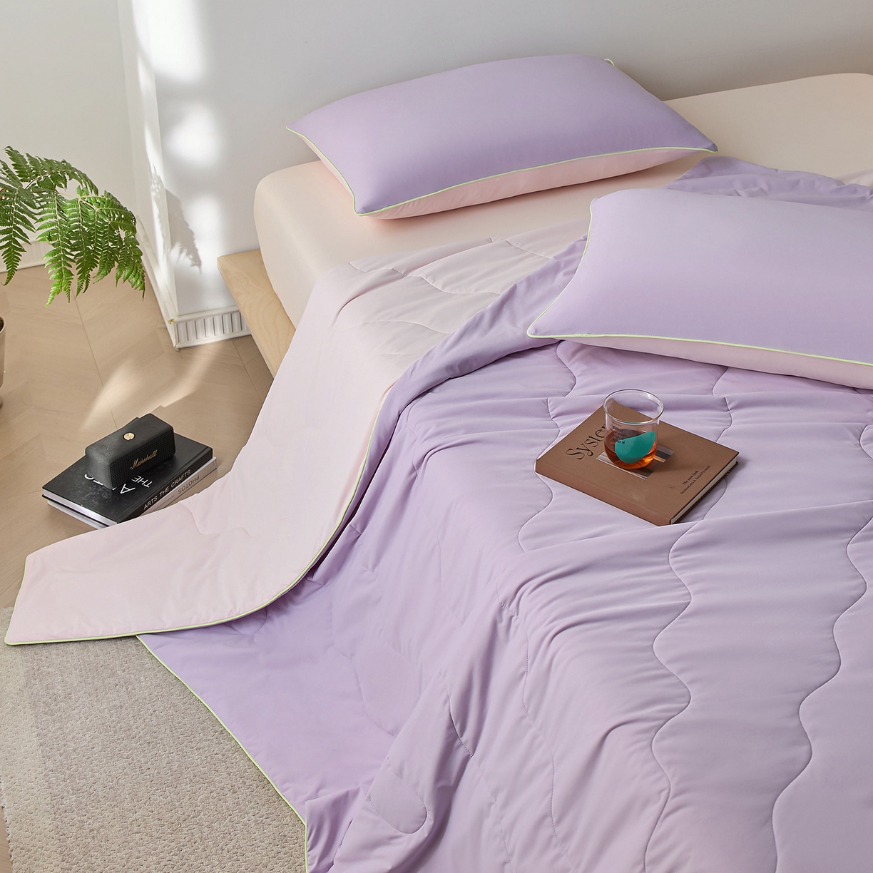 91家纺网 家纺一手货源 找家纺 丽笙被芯 2026新款奶皮冷感夏被夏凉被空调被 紫藤粉