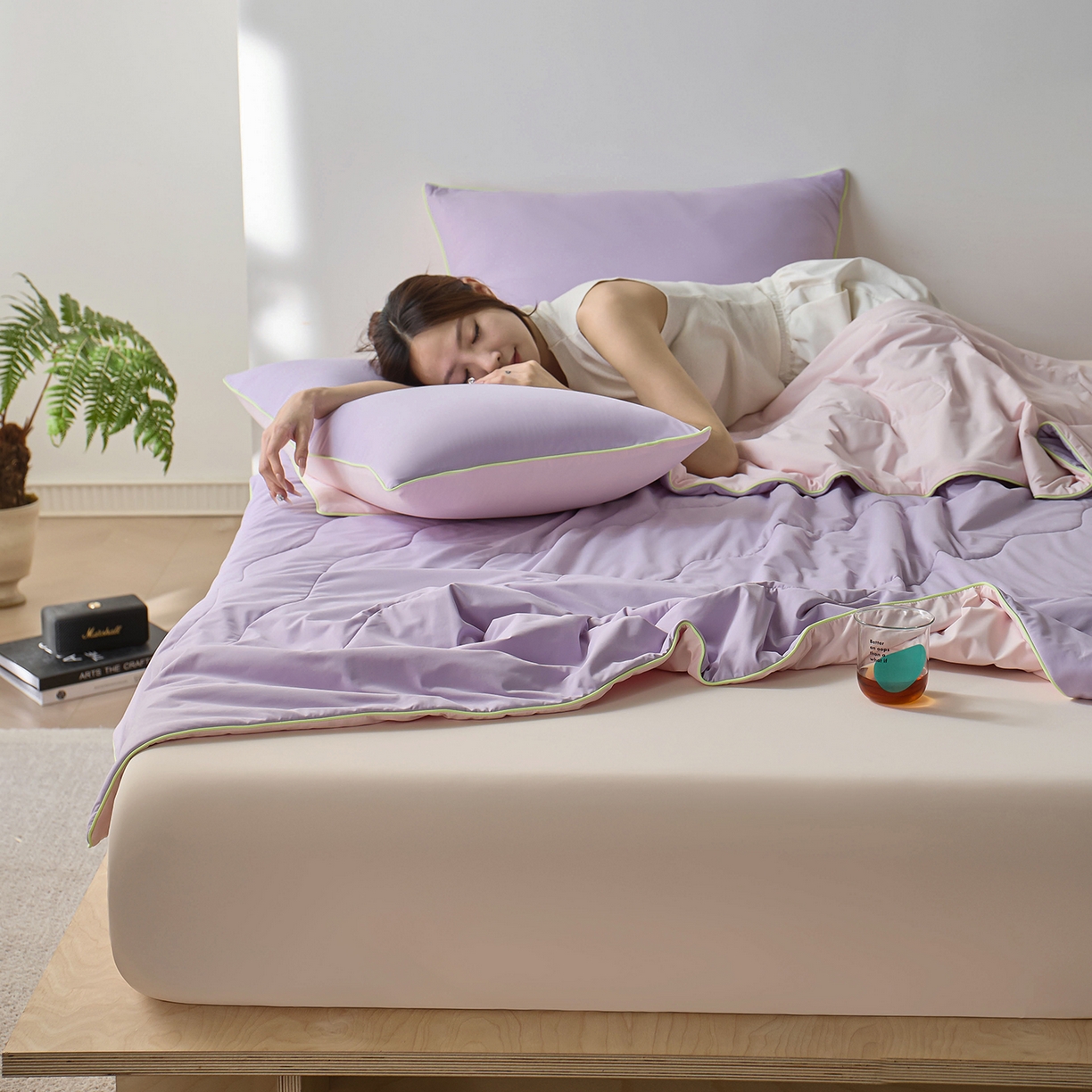 91家纺网 家纺一手货源 找家纺 丽笙被芯 2026新款奶皮冷感夏被夏凉被空调被 紫藤粉