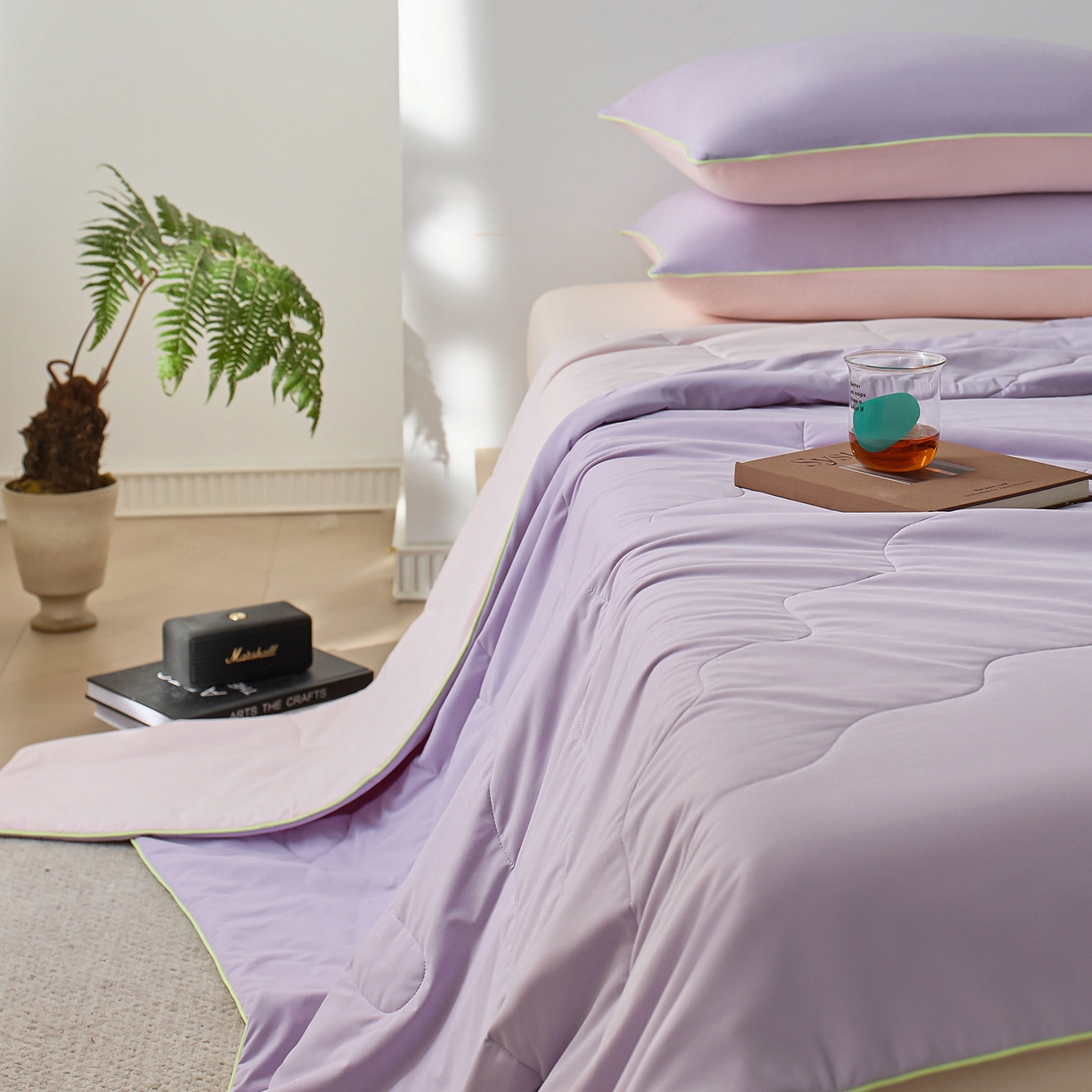 91家纺网 家纺一手货源 找家纺 丽笙被芯 2026新款奶皮冷感夏被夏凉被空调被 紫藤粉