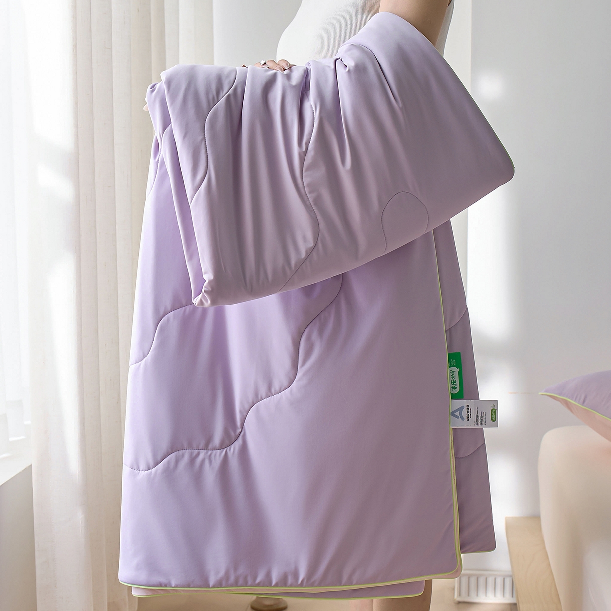 91家纺网 家纺一手货源 找家纺 丽笙被芯 2026新款奶皮冷感夏被夏凉被空调被 紫藤粉