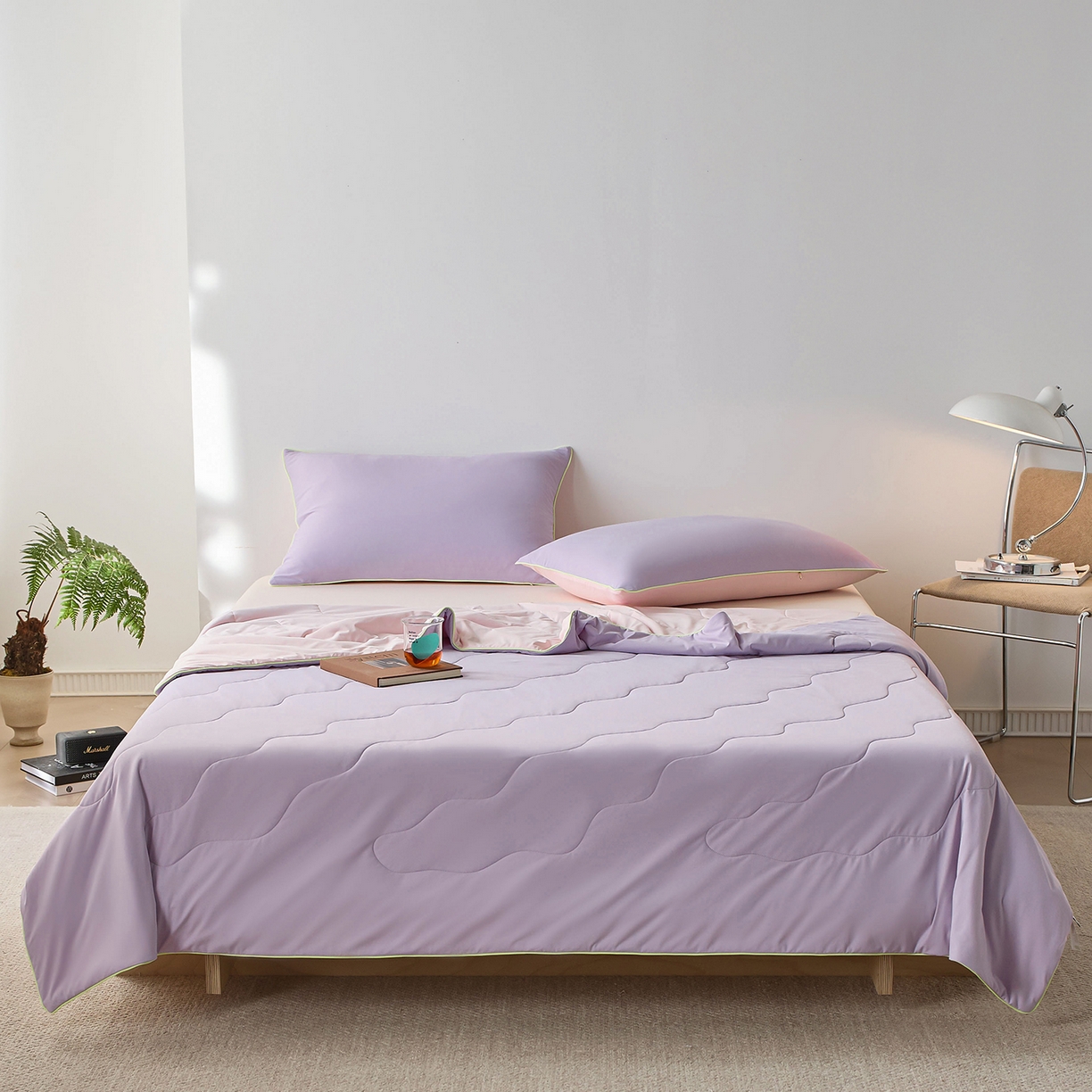 91家纺网 家纺一手货源 找家纺 丽笙被芯 2026新款奶皮冷感夏被夏凉被空调被 紫藤粉