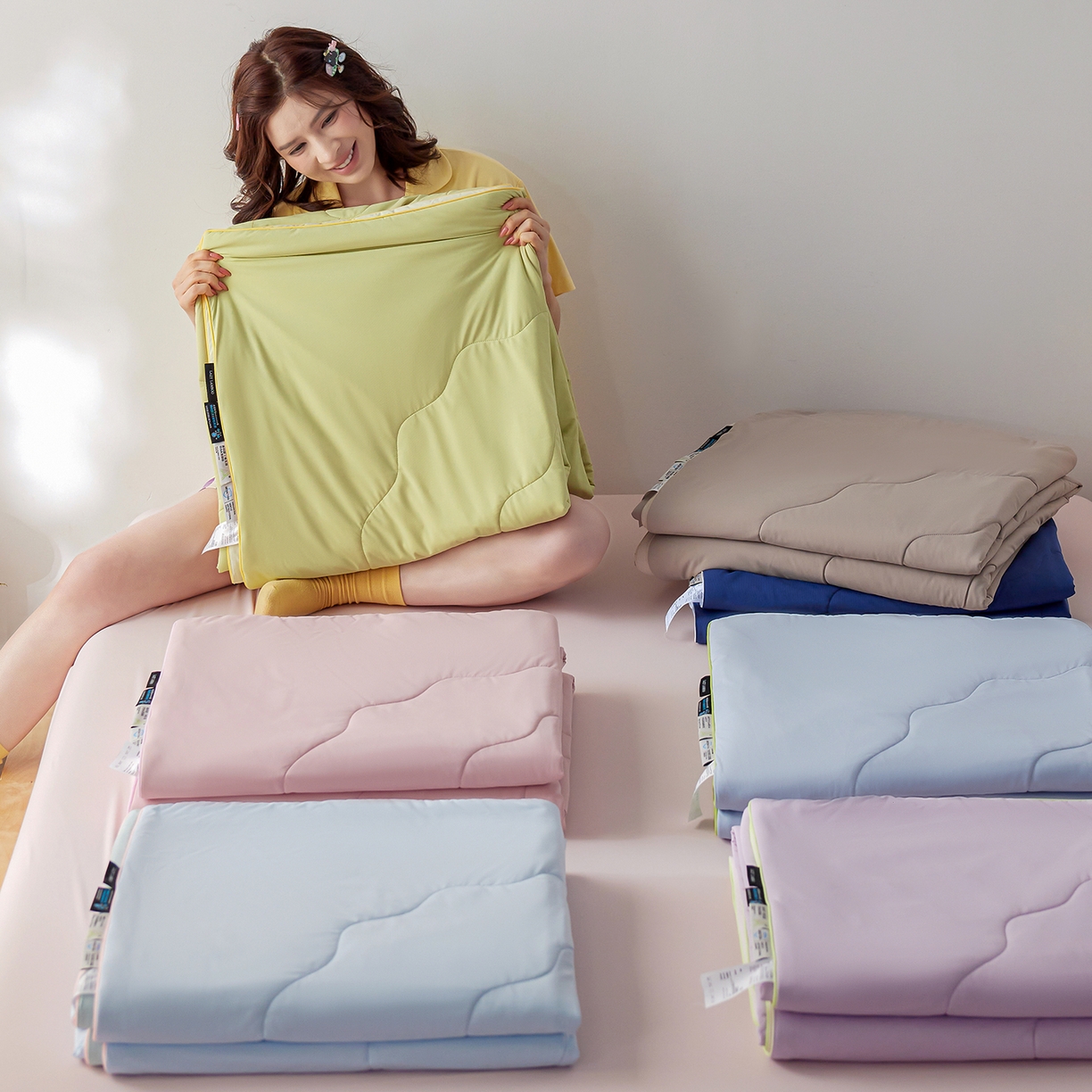 91家纺网 家纺一手货源 找家纺 丽笙被芯 2026新款奶皮冷感夏被夏凉被空调被 组合图（仅供展示不可下单）