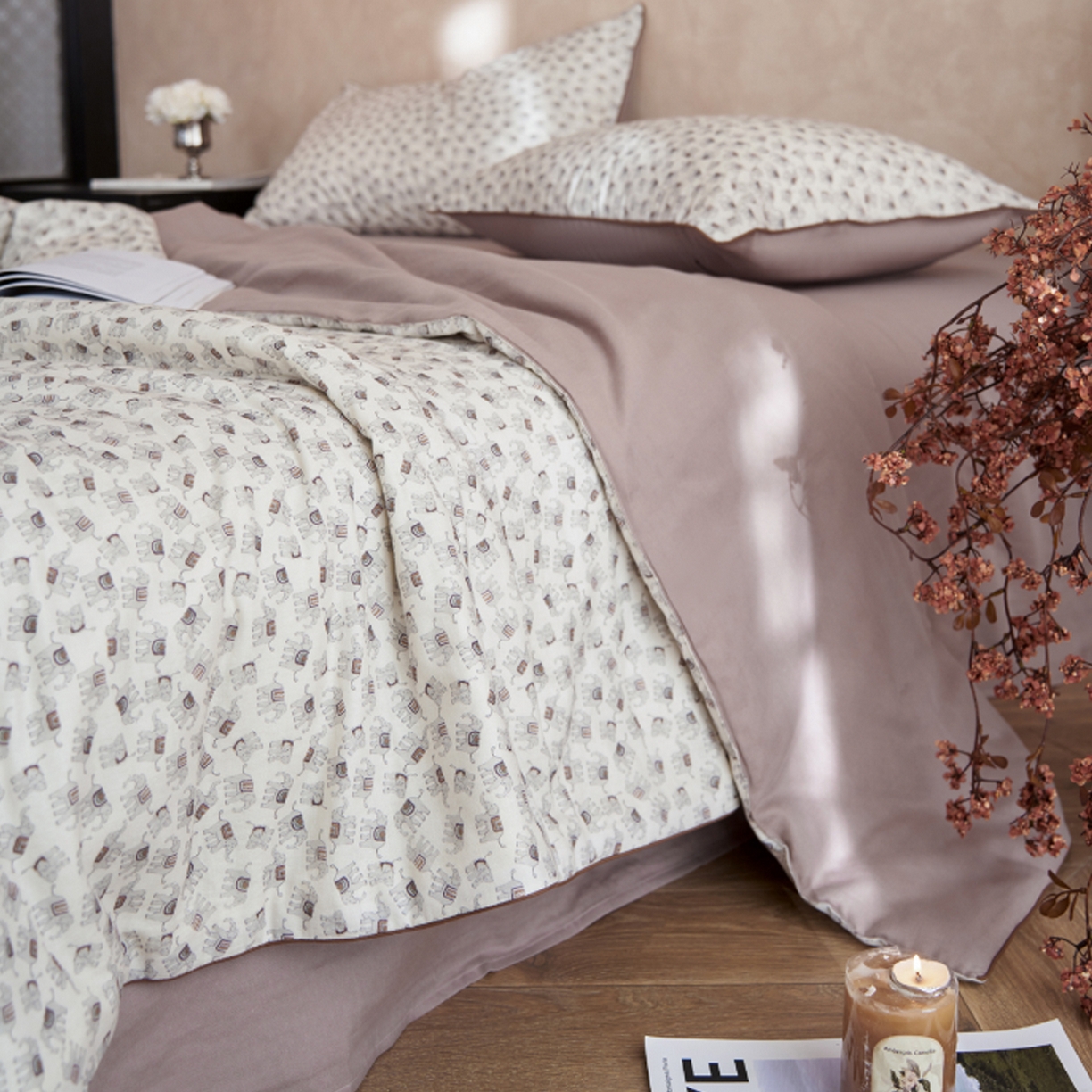 91家纺网 家纺一手货源 找家纺 丽笙被芯 2026新款全棉双层纱印花夏被夏凉被空调被 邦邦象