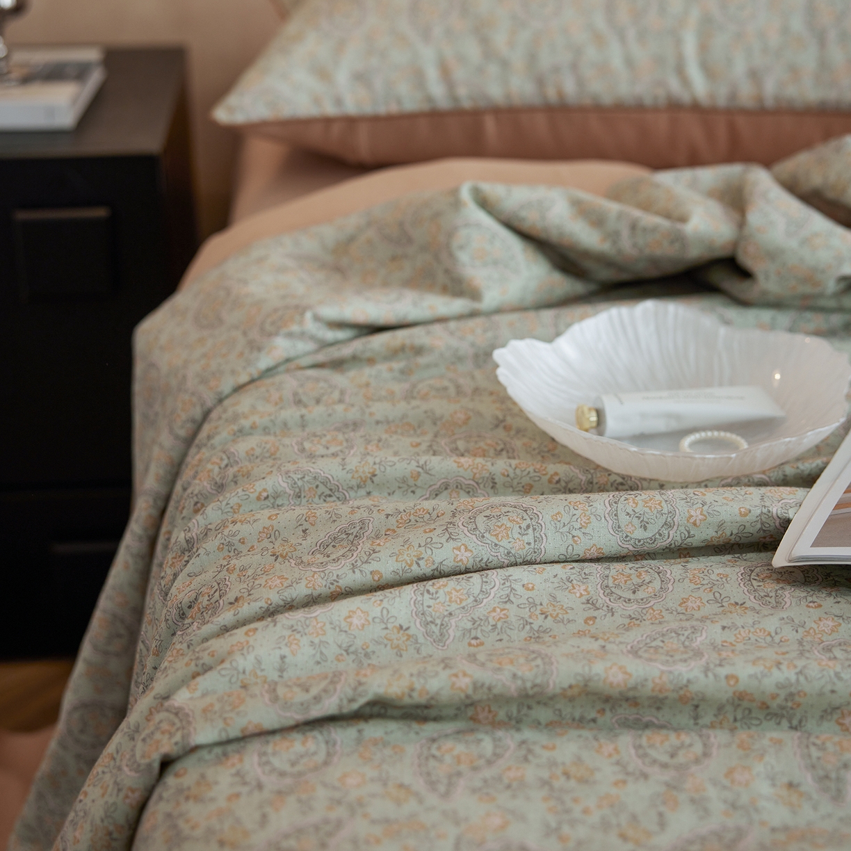 91家纺网 家纺一手货源 找家纺 丽笙被芯 2026新款全棉双层纱印花夏被夏凉被空调被 拉舍尔-绿