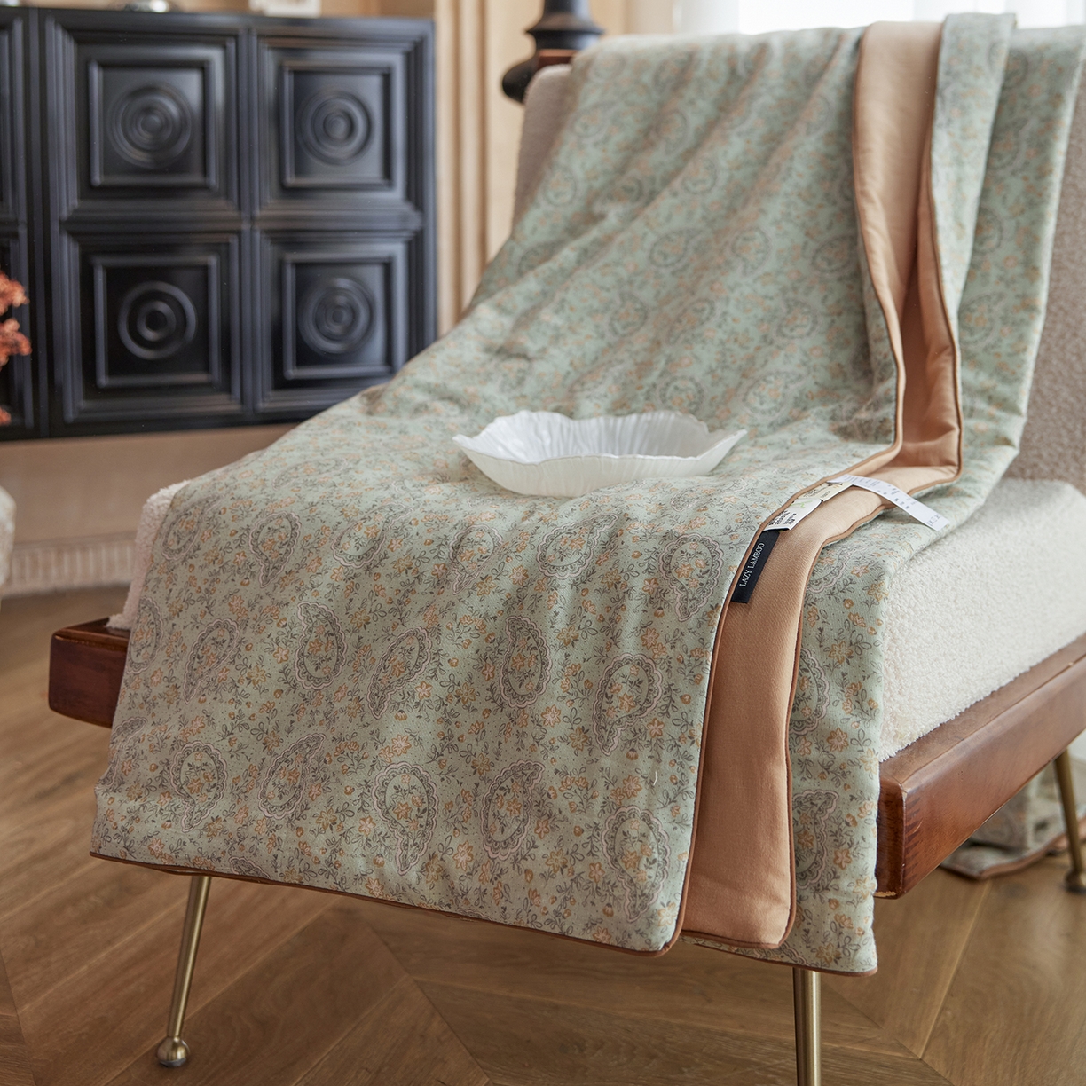 91家纺网 家纺一手货源 找家纺 丽笙被芯 2026新款全棉双层纱印花夏被夏凉被空调被 拉舍尔-绿