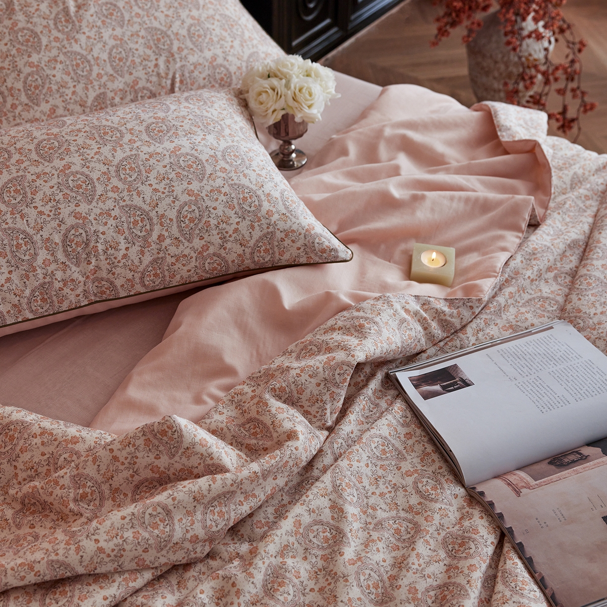 91家纺网 家纺一手货源 找家纺 丽笙被芯 2026新款全棉双层纱印花夏被夏凉被空调被 拉舍尔浅粉