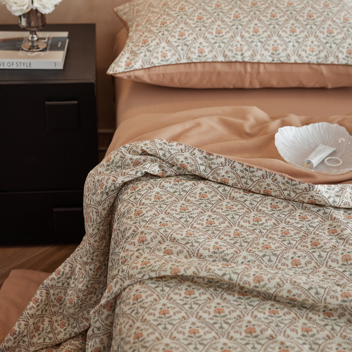 91家纺网 家纺一手货源 找家纺 丽笙被芯 2026新款全棉双层纱印花夏被夏凉被空调被 铃兰花语-米