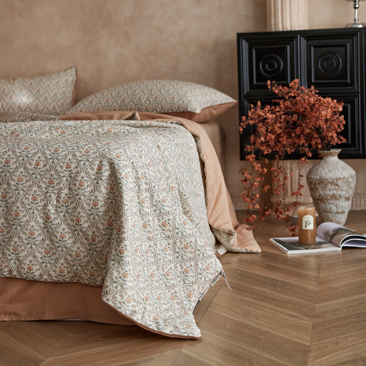 91家纺网 家纺一手货源 找家纺 丽笙被芯 2026新款全棉双层纱印花夏被夏凉被空调被 铃兰花语-米