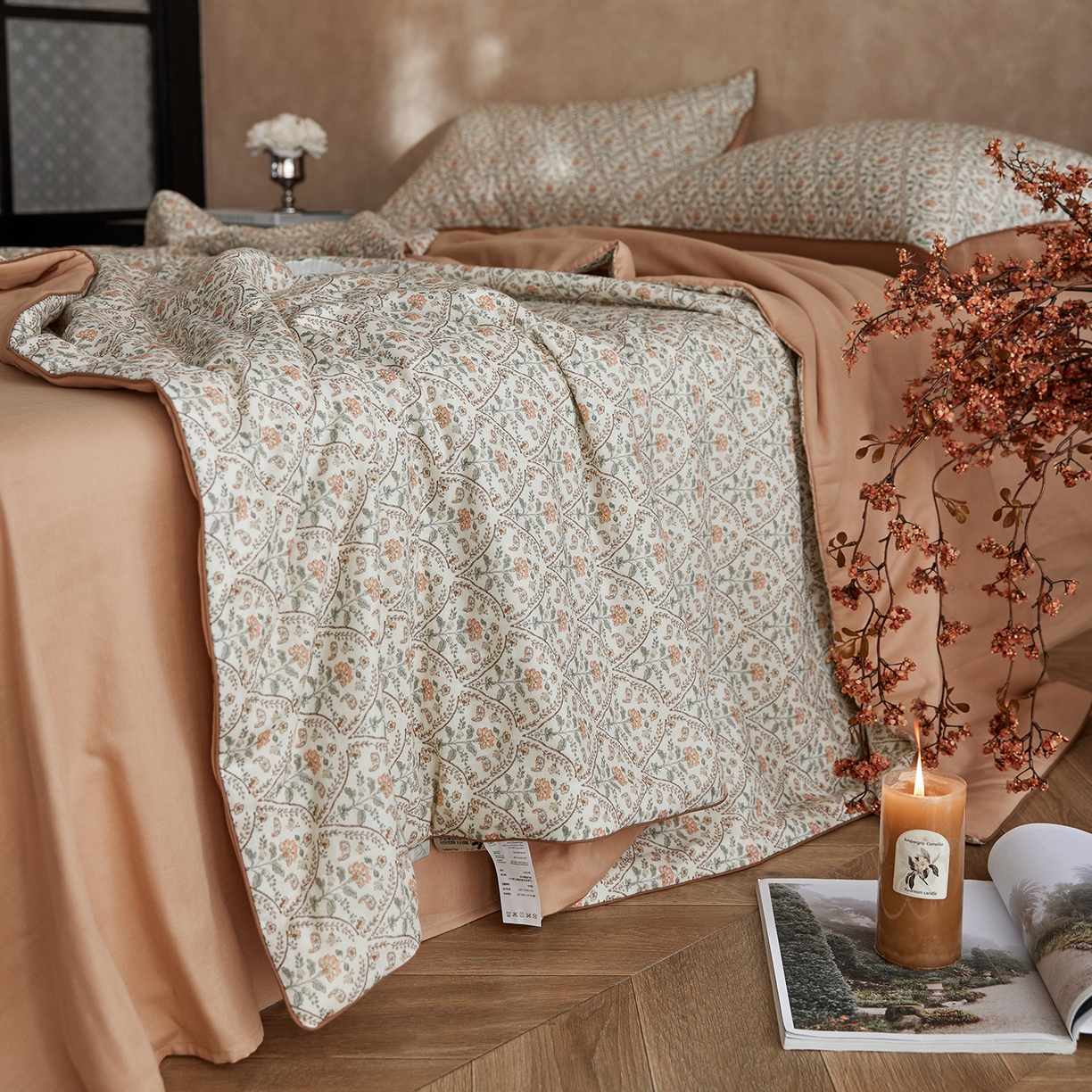 91家纺网 家纺一手货源 找家纺 丽笙被芯 2026新款全棉双层纱印花夏被夏凉被空调被 铃兰花语-米