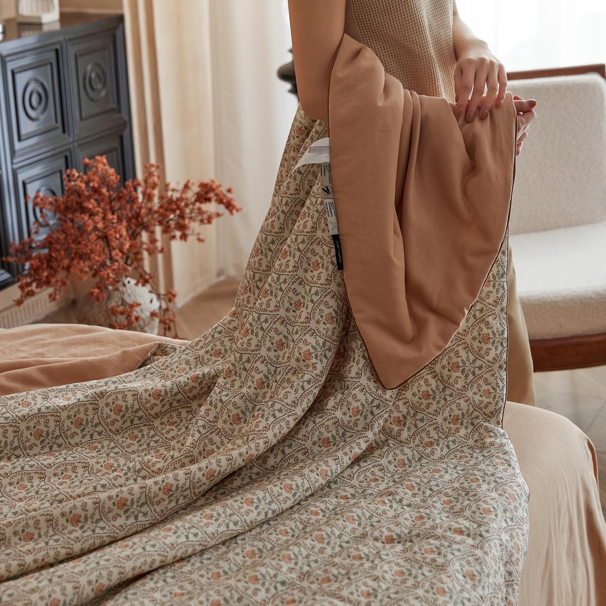 91家纺网 家纺一手货源 找家纺 丽笙被芯 2026新款全棉双层纱印花夏被夏凉被空调被 铃兰花语-米