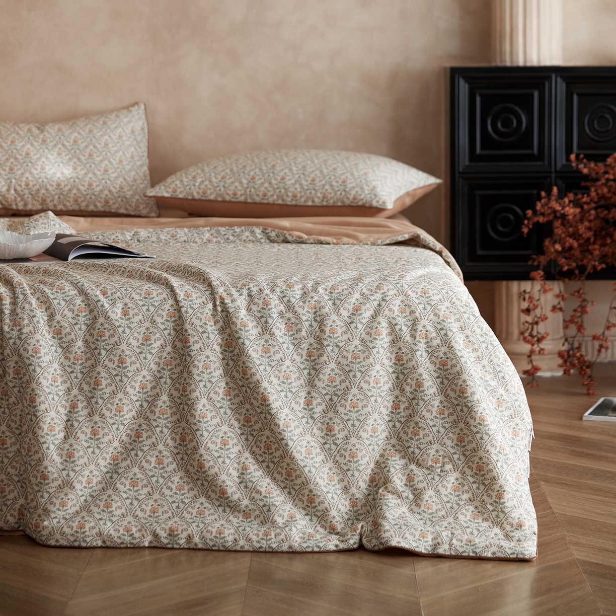 91家纺网 家纺一手货源 找家纺 丽笙被芯 2026新款全棉双层纱印花夏被夏凉被空调被 铃兰花语-米