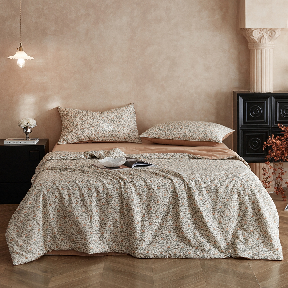 91家纺网 家纺一手货源 找家纺 丽笙被芯 2026新款全棉双层纱印花夏被夏凉被空调被 铃兰花语-米