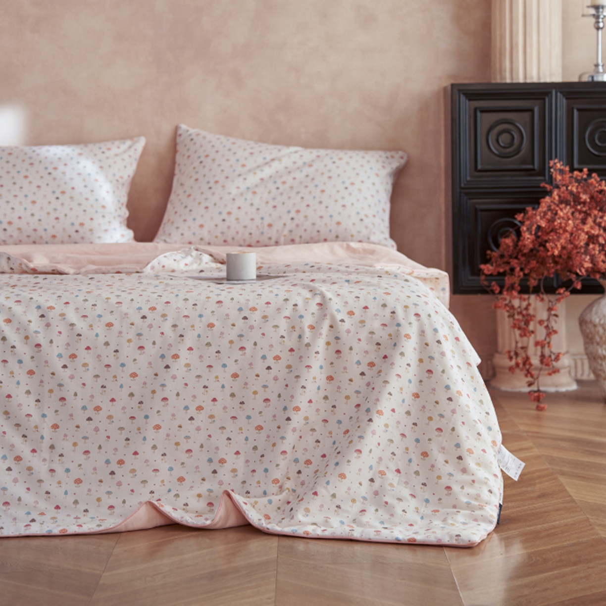 91家纺网 家纺一手货源 找家纺 丽笙被芯 2026新款全棉双层纱印花夏被夏凉被空调被 毛菇菇