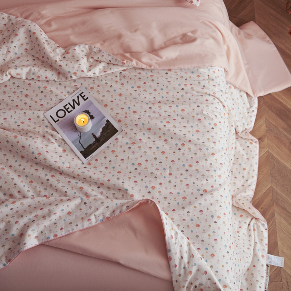 91家纺网 家纺一手货源 找家纺 丽笙被芯 2026新款全棉双层纱印花夏被夏凉被空调被 毛菇菇