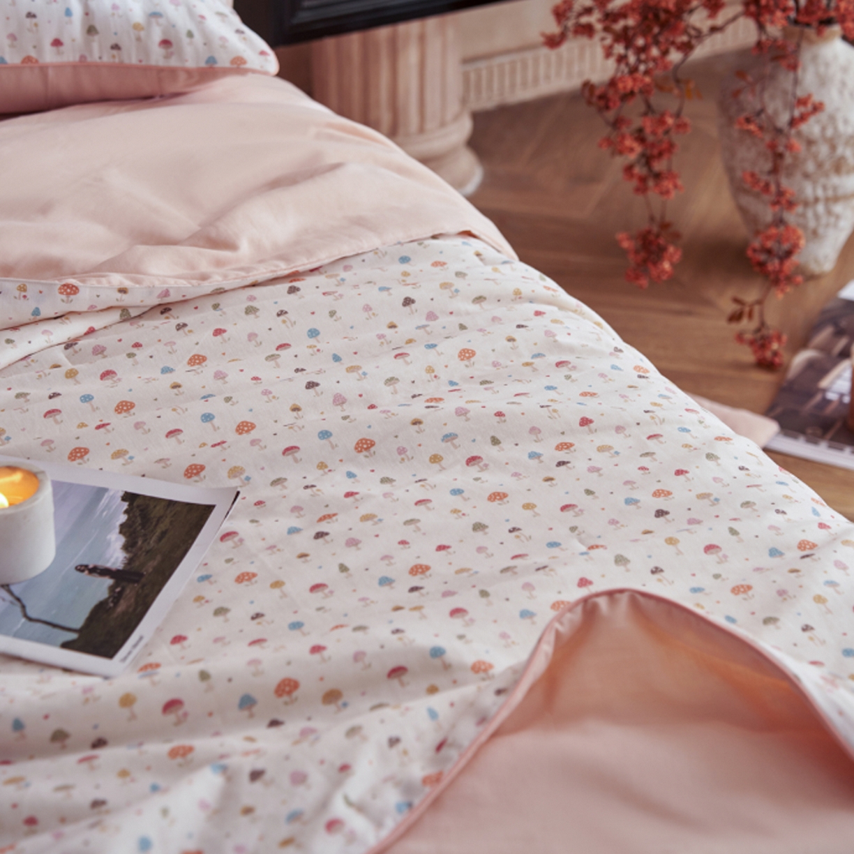 91家纺网 家纺一手货源 找家纺 丽笙被芯 2026新款全棉双层纱印花夏被夏凉被空调被 毛菇菇