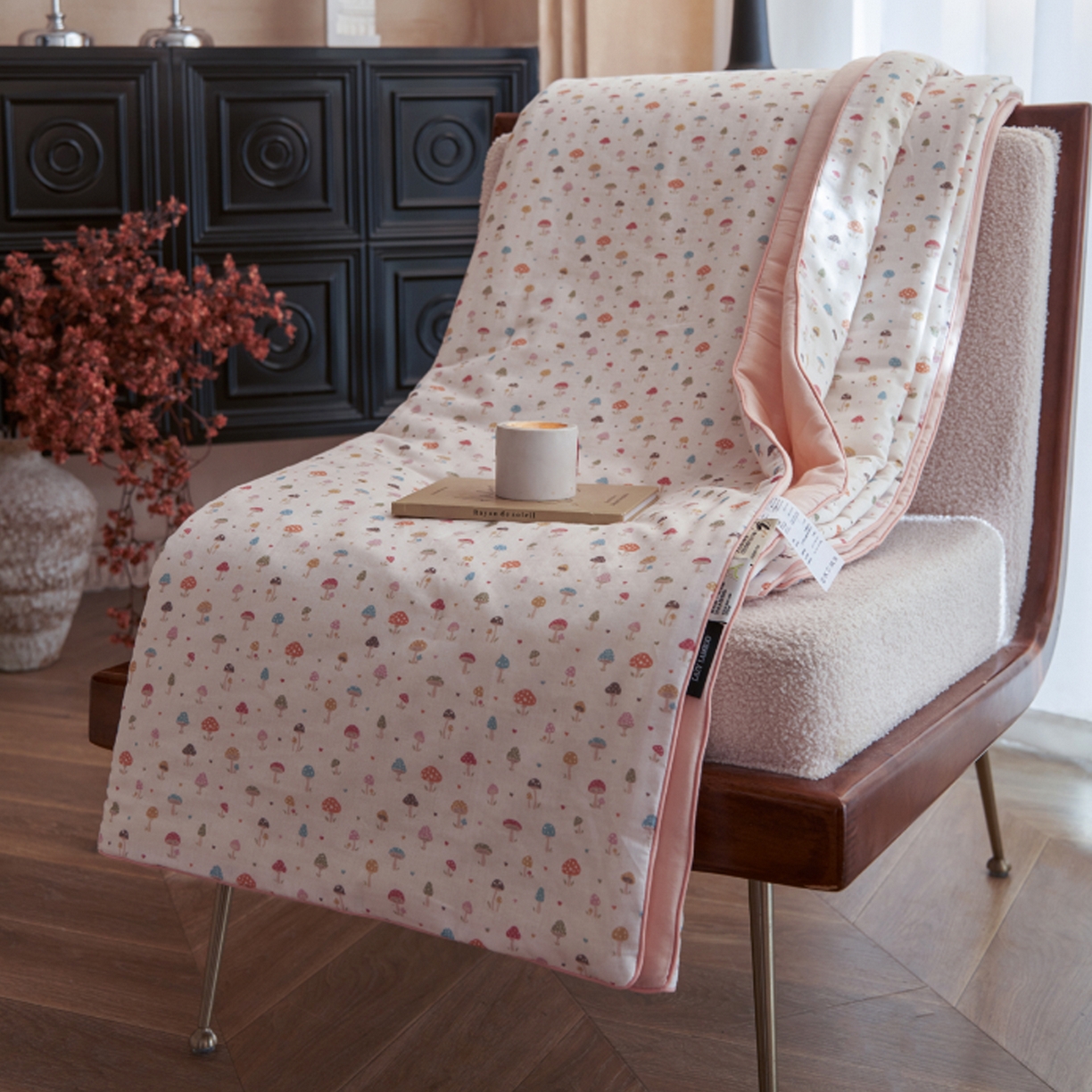 91家纺网 家纺一手货源 找家纺 丽笙被芯 2026新款全棉双层纱印花夏被夏凉被空调被 毛菇菇