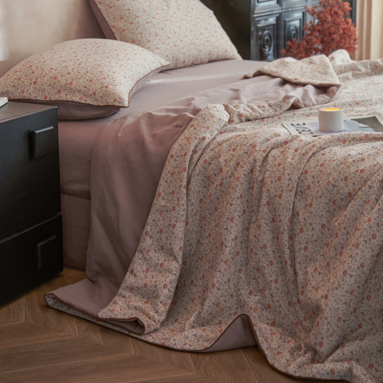 91家纺网 家纺一手货源 找家纺 丽笙被芯 2026新款全棉双层纱印花夏被夏凉被空调被 甜果果