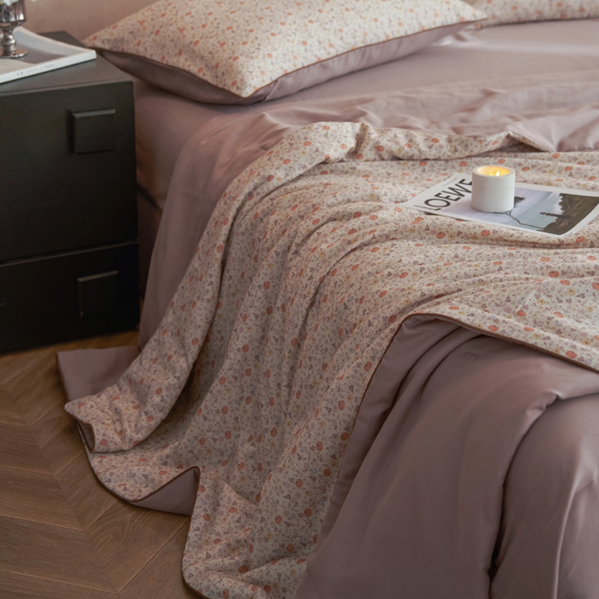 91家纺网 家纺一手货源 找家纺 丽笙被芯 2026新款全棉双层纱印花夏被夏凉被空调被 甜果果