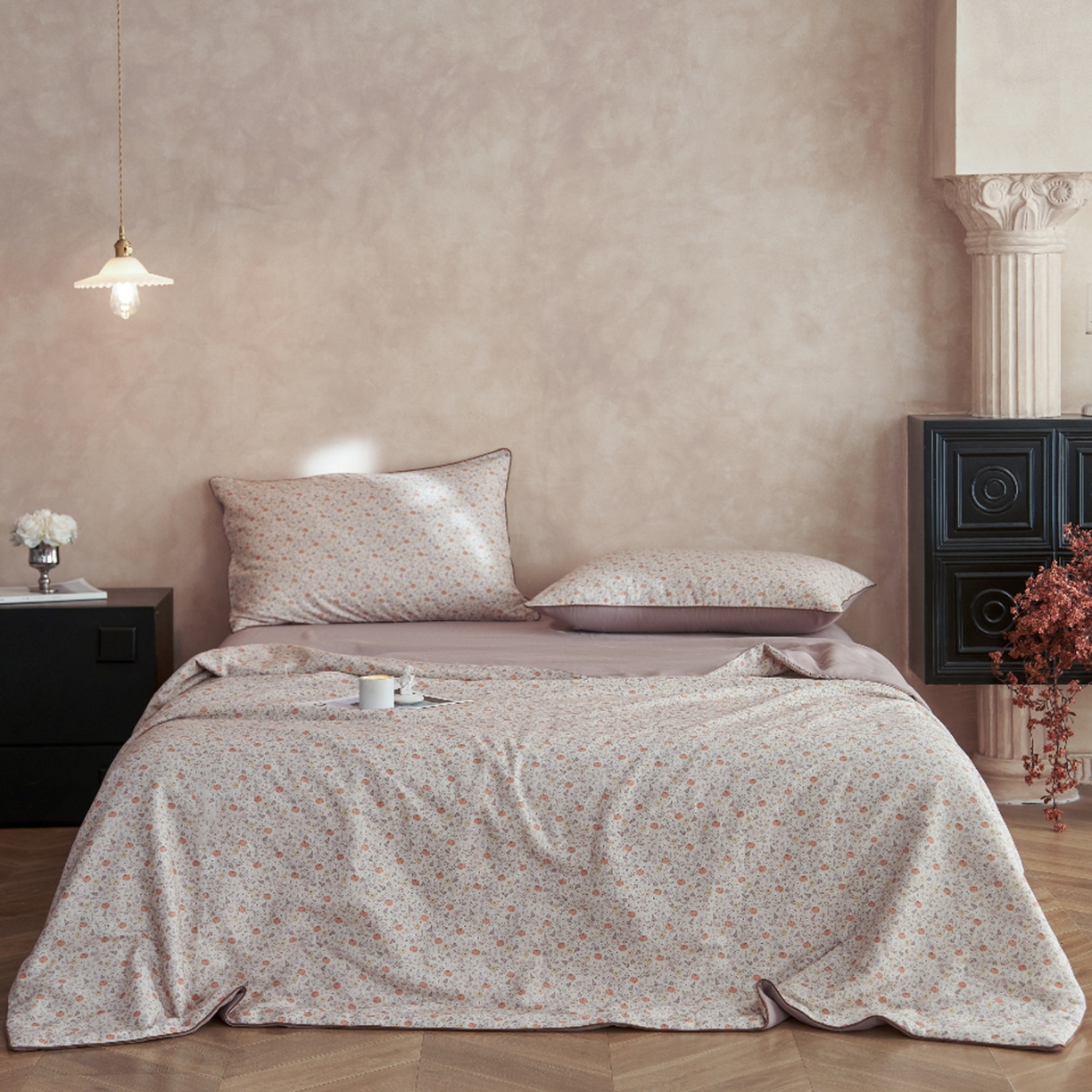 91家纺网 家纺一手货源 找家纺 丽笙被芯 2026新款全棉双层纱印花夏被夏凉被空调被 甜果果