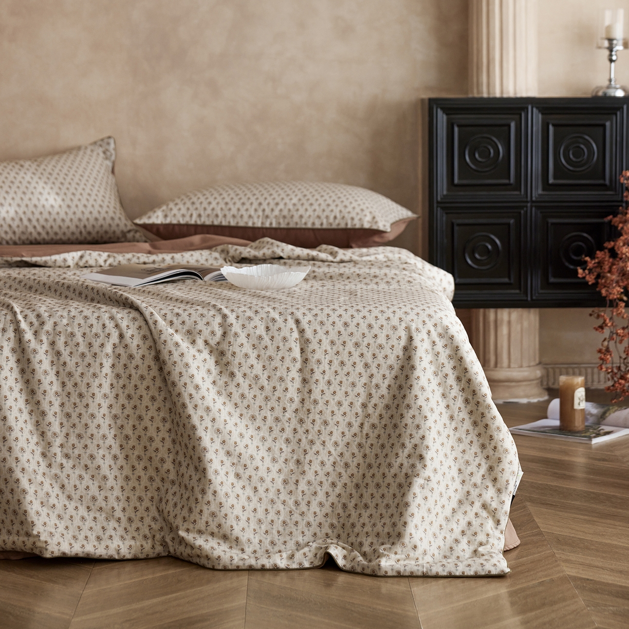 91家纺网 家纺一手货源 找家纺 丽笙被芯 2026新款全棉双层纱印花夏被夏凉被空调被 郁金香