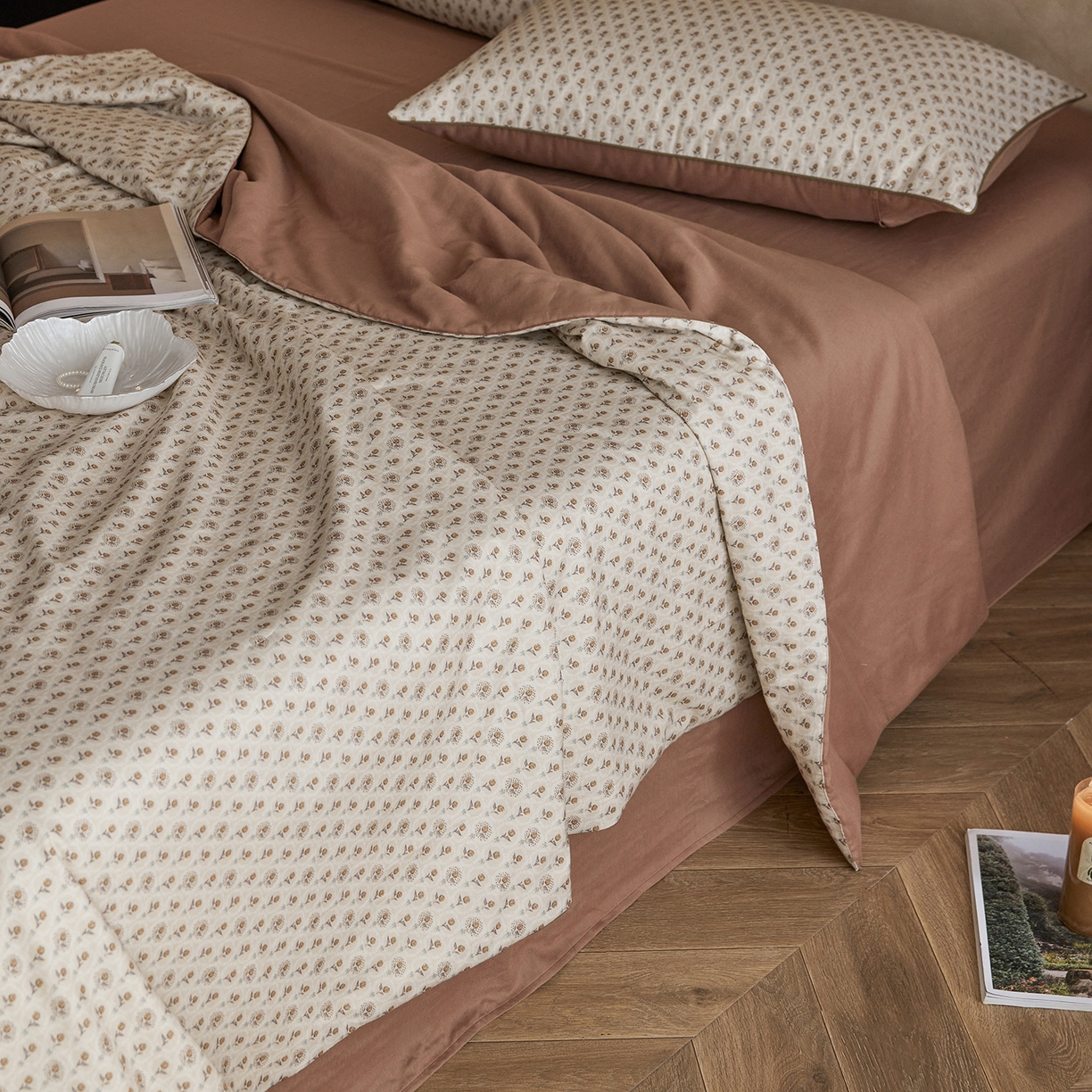 91家纺网 家纺一手货源 找家纺 丽笙被芯 2026新款全棉双层纱印花夏被夏凉被空调被 郁金香