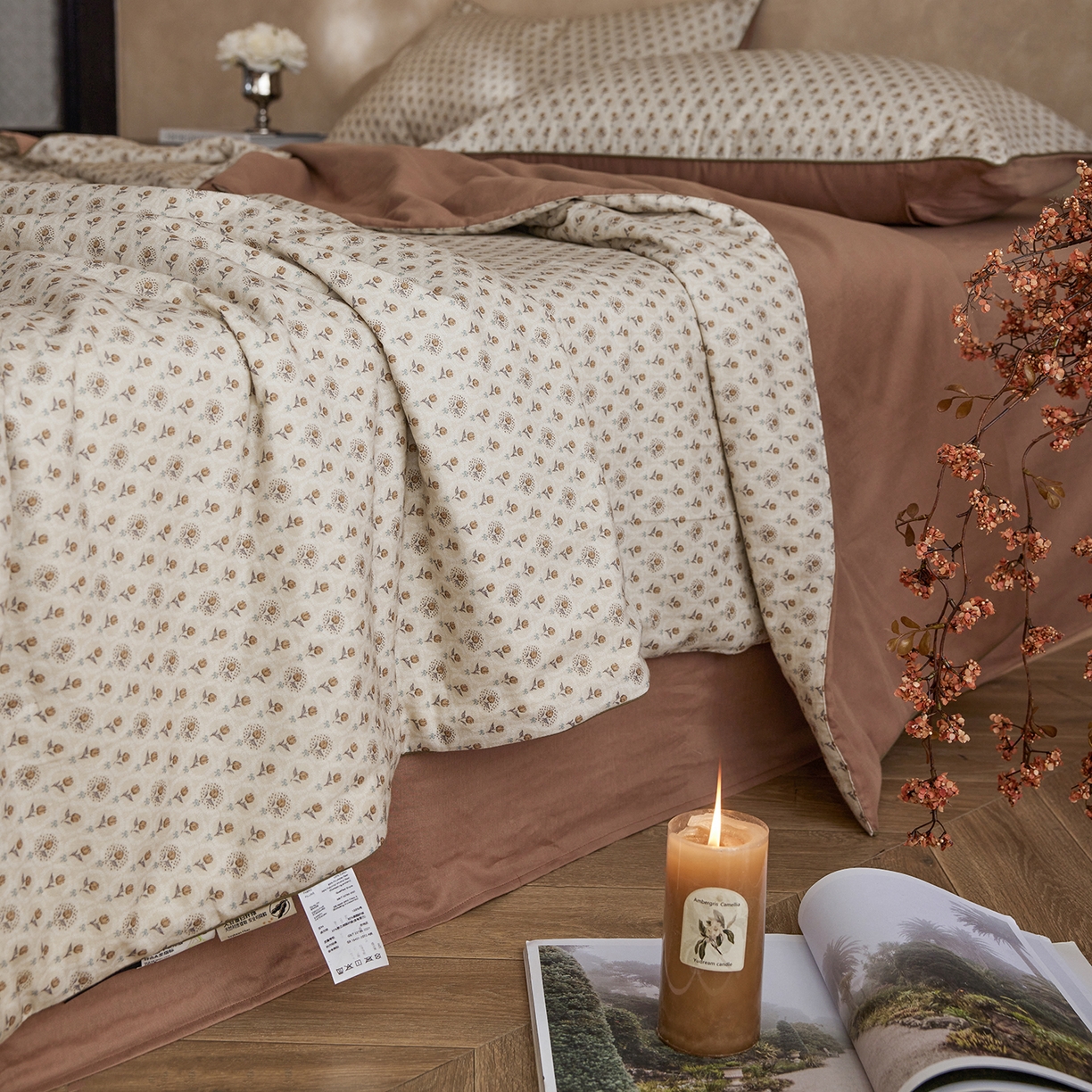 91家纺网 家纺一手货源 找家纺 丽笙被芯 2026新款全棉双层纱印花夏被夏凉被空调被 郁金香