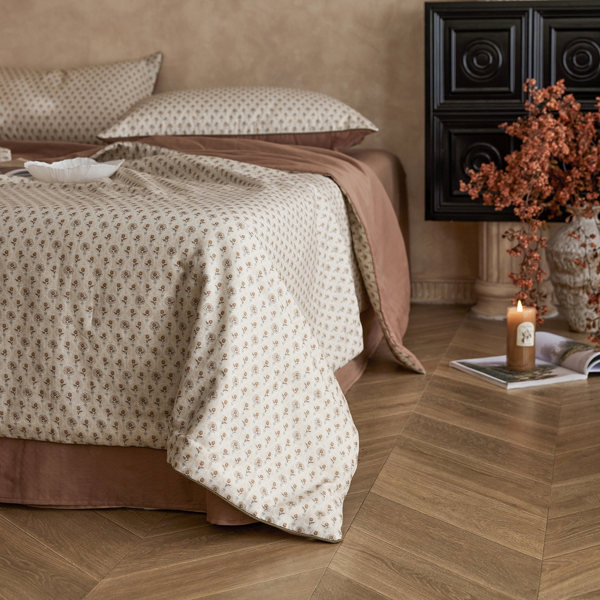 91家纺网 家纺一手货源 找家纺 丽笙被芯 2026新款全棉双层纱印花夏被夏凉被空调被 郁金香