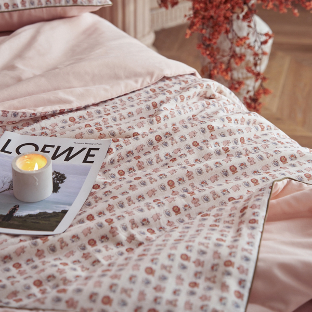 91家纺网 家纺一手货源 找家纺 丽笙被芯 2026新款全棉双层纱印花夏被夏凉被空调被 爪爪乐园