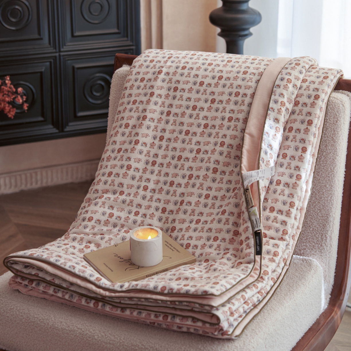 91家纺网 家纺一手货源 找家纺 丽笙被芯 2026新款全棉双层纱印花夏被夏凉被空调被 爪爪乐园