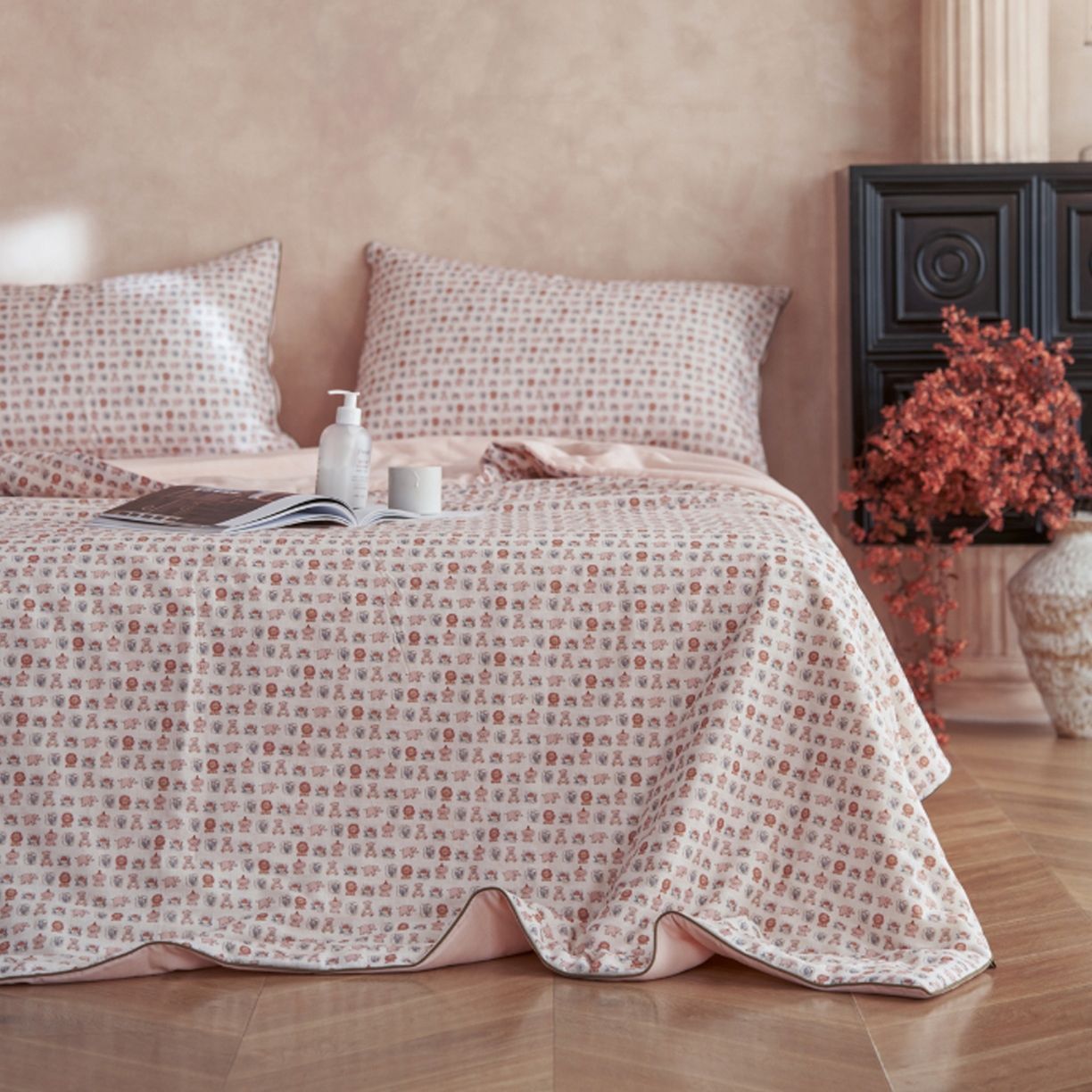 91家纺网 家纺一手货源 找家纺 丽笙被芯 2026新款全棉双层纱印花夏被夏凉被空调被 爪爪乐园