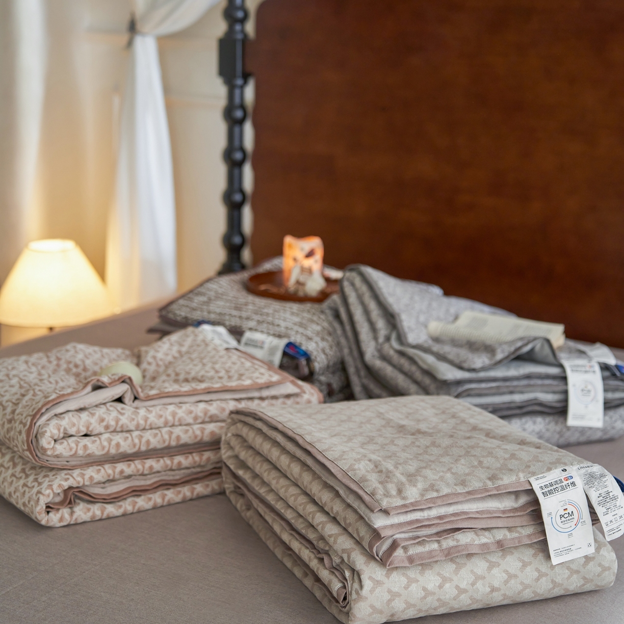 91家纺网 家纺一手货源 找家纺 丽笙被芯 2026新款全棉水洗色织提花PCM温控夏被夏凉被空调被 组合图（仅供展示不可下单）
