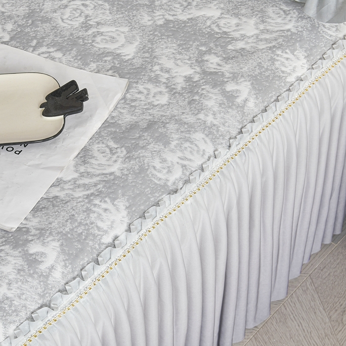 91家纺网 家纺一手货源 找家纺 诺梵家纺 2026新款PE冰豆豆冰丝凉席床裙款-玫瑰系列 灰玫瑰