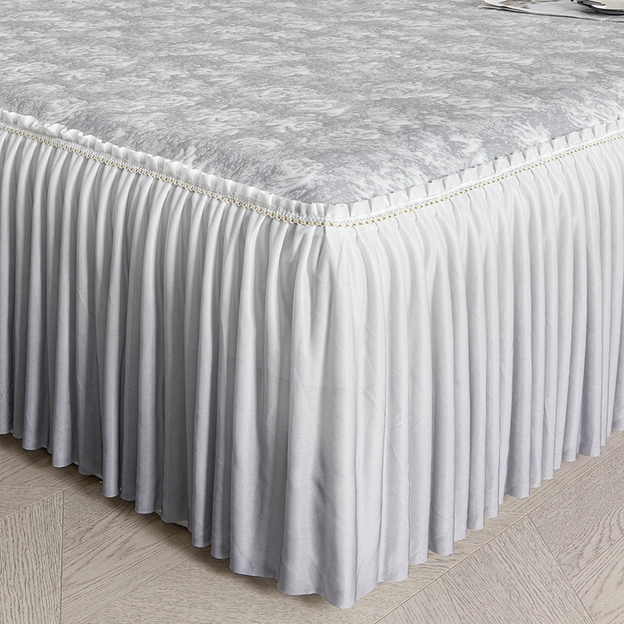 91家纺网 家纺一手货源 找家纺 诺梵家纺 2026新款PE冰豆豆冰丝凉席床裙款-玫瑰系列 灰玫瑰