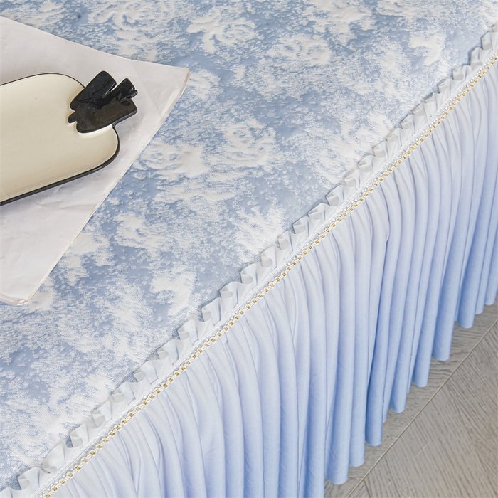 91家纺网 家纺一手货源 找家纺 诺梵家纺 2026新款PE冰豆豆冰丝凉席床裙款-玫瑰系列 蓝玫瑰