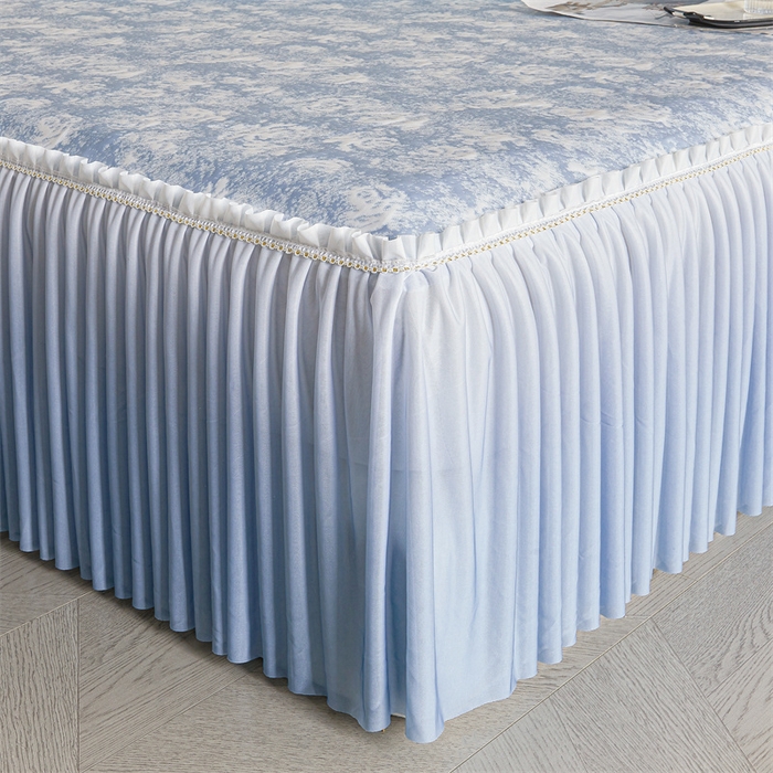 91家纺网 家纺一手货源 找家纺 诺梵家纺 2026新款PE冰豆豆冰丝凉席床裙款-玫瑰系列 蓝玫瑰