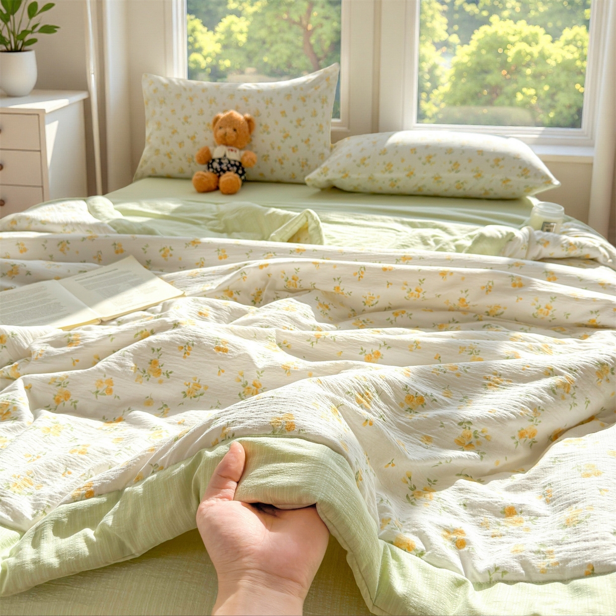 91家纺网 家纺一手货源 找家纺 （总）晓时候 2026双层纱印花夏被四件套新疆棉花被可机洗夏凉被空调被夏季被子