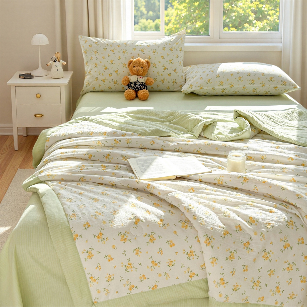 91家纺网 家纺一手货源 找家纺 （总）晓时候 2026双层纱印花夏被四件套新疆棉花被可机洗夏凉被空调被夏季被子