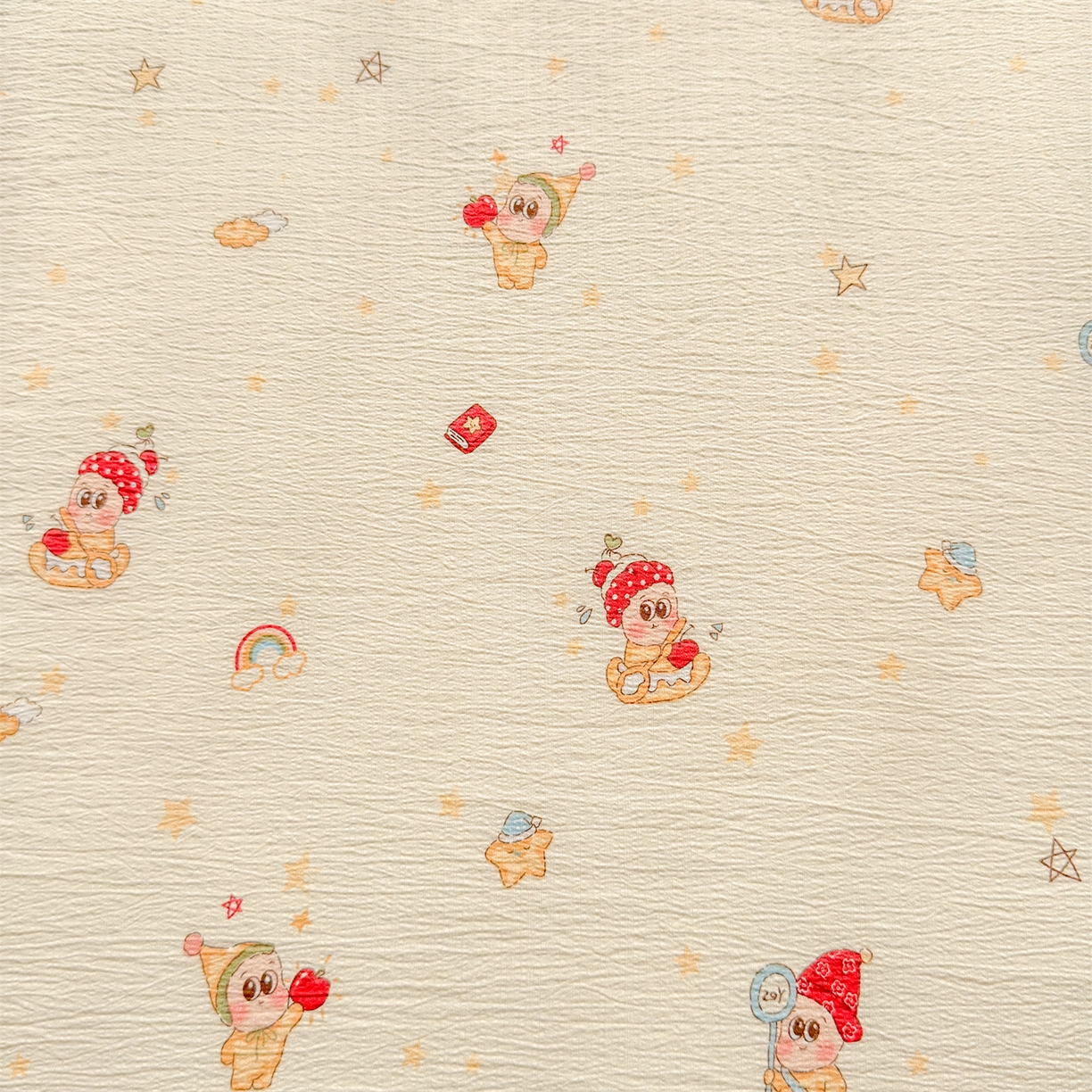 91家纺网 家纺一手货源 找家纺 晓时候 2026双层纱印花夏被四件套新疆棉花被可机洗夏凉被空调被夏季被子 萌萌星星人