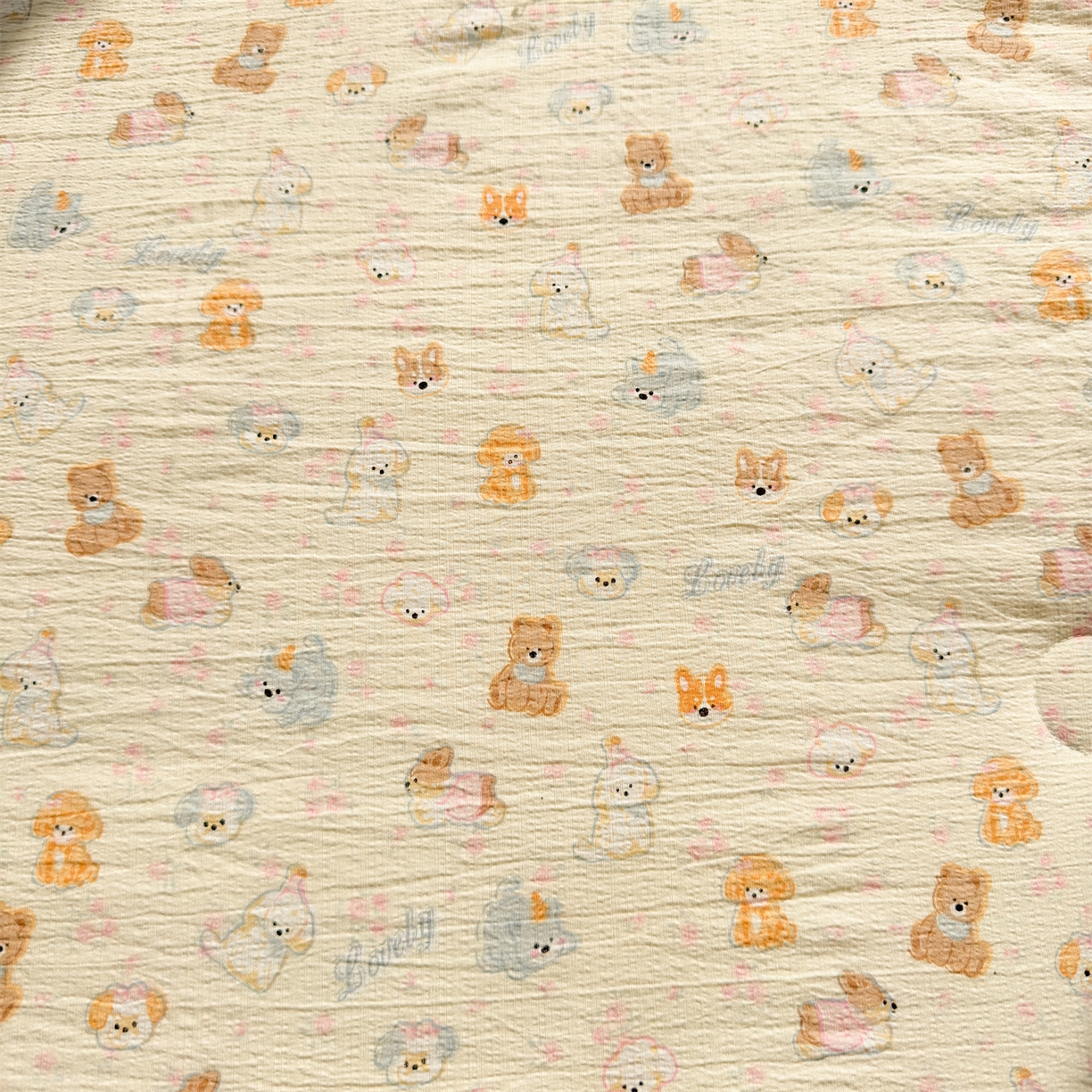 91家纺网 家纺一手货源 找家纺 晓时候 2026双层纱印花夏被四件套新疆棉花被可机洗夏凉被空调被夏季被子 奶芙狗