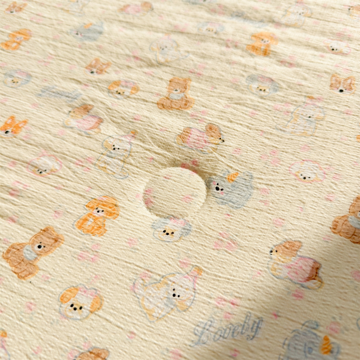 91家纺网 家纺一手货源 找家纺 晓时候 2026双层纱印花夏被四件套新疆棉花被可机洗夏凉被空调被夏季被子 奶芙狗