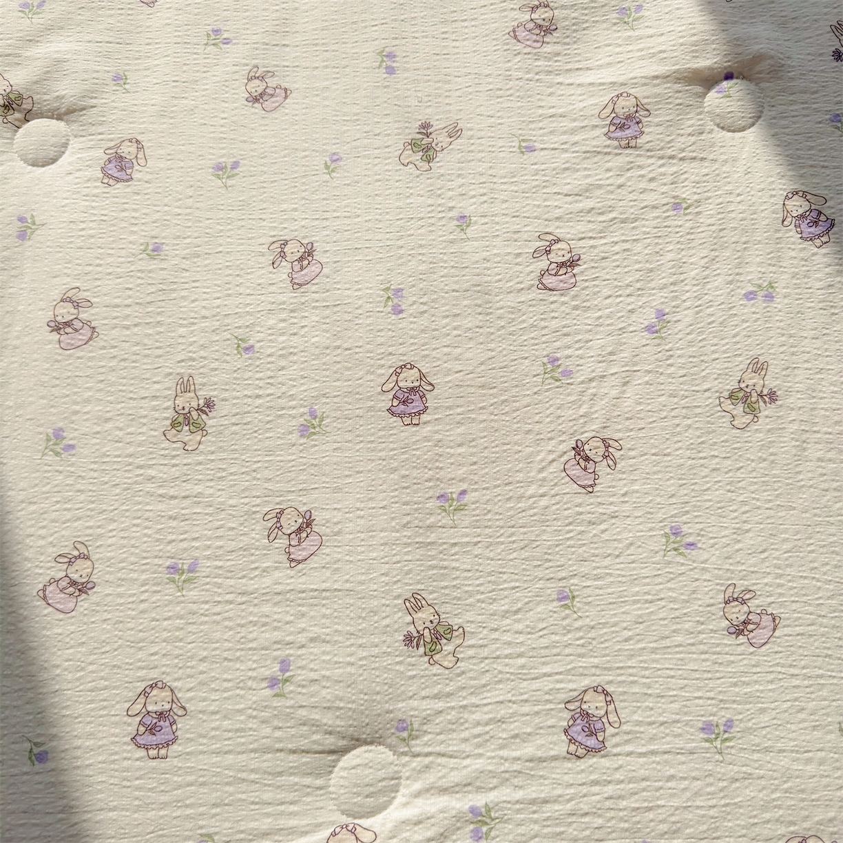 91家纺网 家纺一手货源 找家纺 晓时候 2026双层纱印花夏被四件套新疆棉花被可机洗夏凉被空调被夏季被子 花间兔