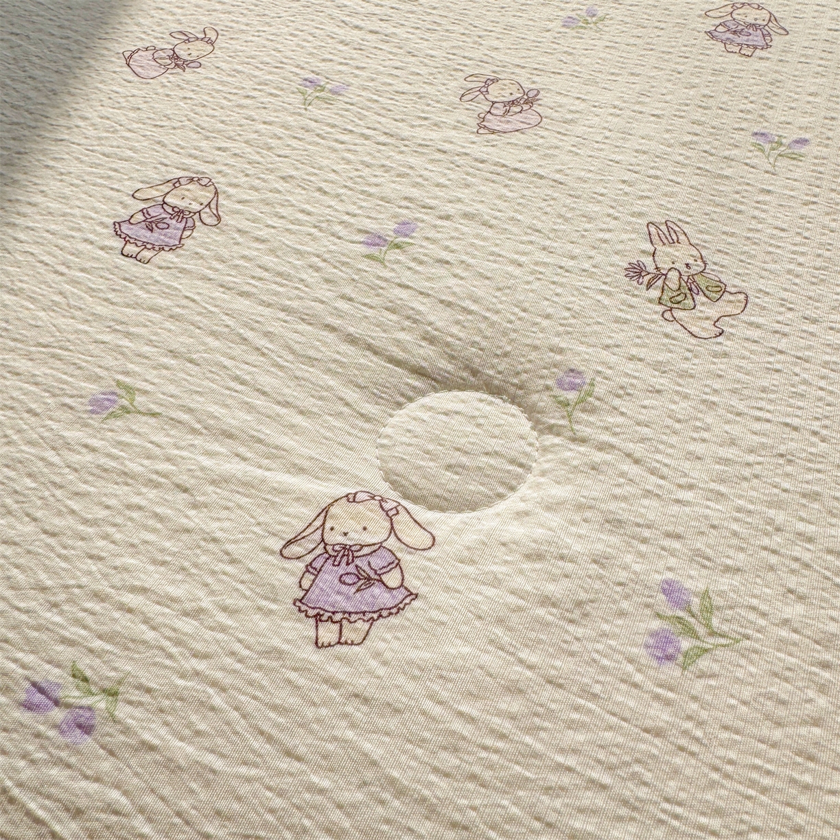 91家纺网 家纺一手货源 找家纺 晓时候 2026双层纱印花夏被四件套新疆棉花被可机洗夏凉被空调被夏季被子 花间兔