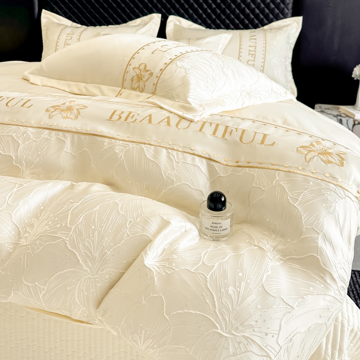 91家纺网 家纺一手货源 找家纺 （总）首尔家纺 2026新款金丝立体浮雕提花水洗真丝天丝四件套