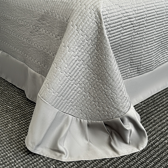 91家纺网 家纺一手货源 找家纺 首尔家纺 2026新款金丝立体浮雕提花水洗真丝天丝四件套 蝴蝶结-深灰