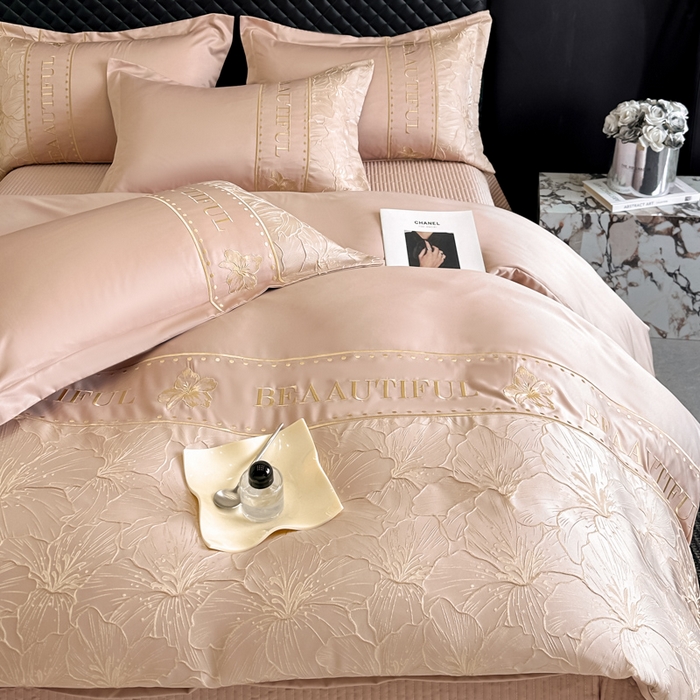 91家纺网 家纺一手货源 找家纺 （总）首尔家纺 2026新款金丝立体浮雕提花水洗真丝天丝床盖款四件套