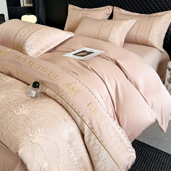 91家纺网 家纺一手货源 找家纺 （总）首尔家纺 2026新款金丝立体浮雕提花水洗真丝天丝床盖款四件套