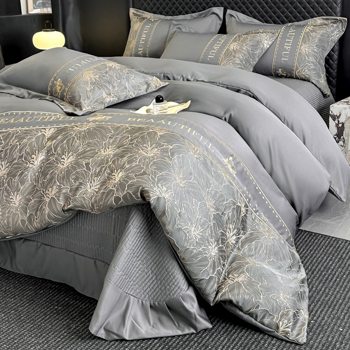 91家纺网 家纺一手货源 找家纺 （总）首尔家纺 2026新款金丝立体浮雕提花水洗真丝天丝床盖款四件套